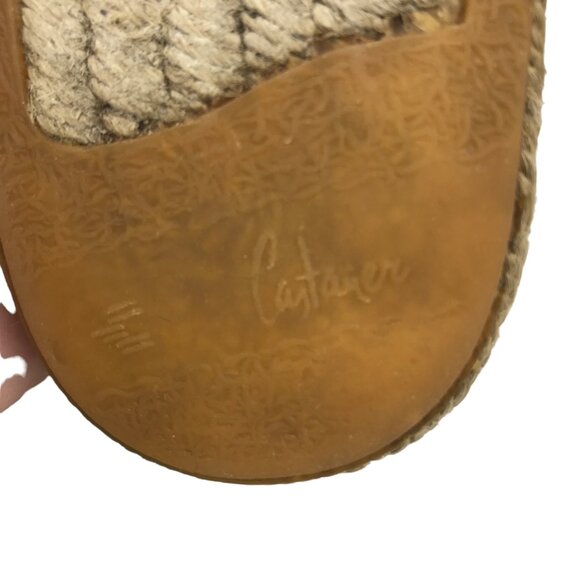 Saint Laurent Womens 7 38 Cream Espadrille Lace Up Loafers Woven Round Toe - Picture 13 of 16